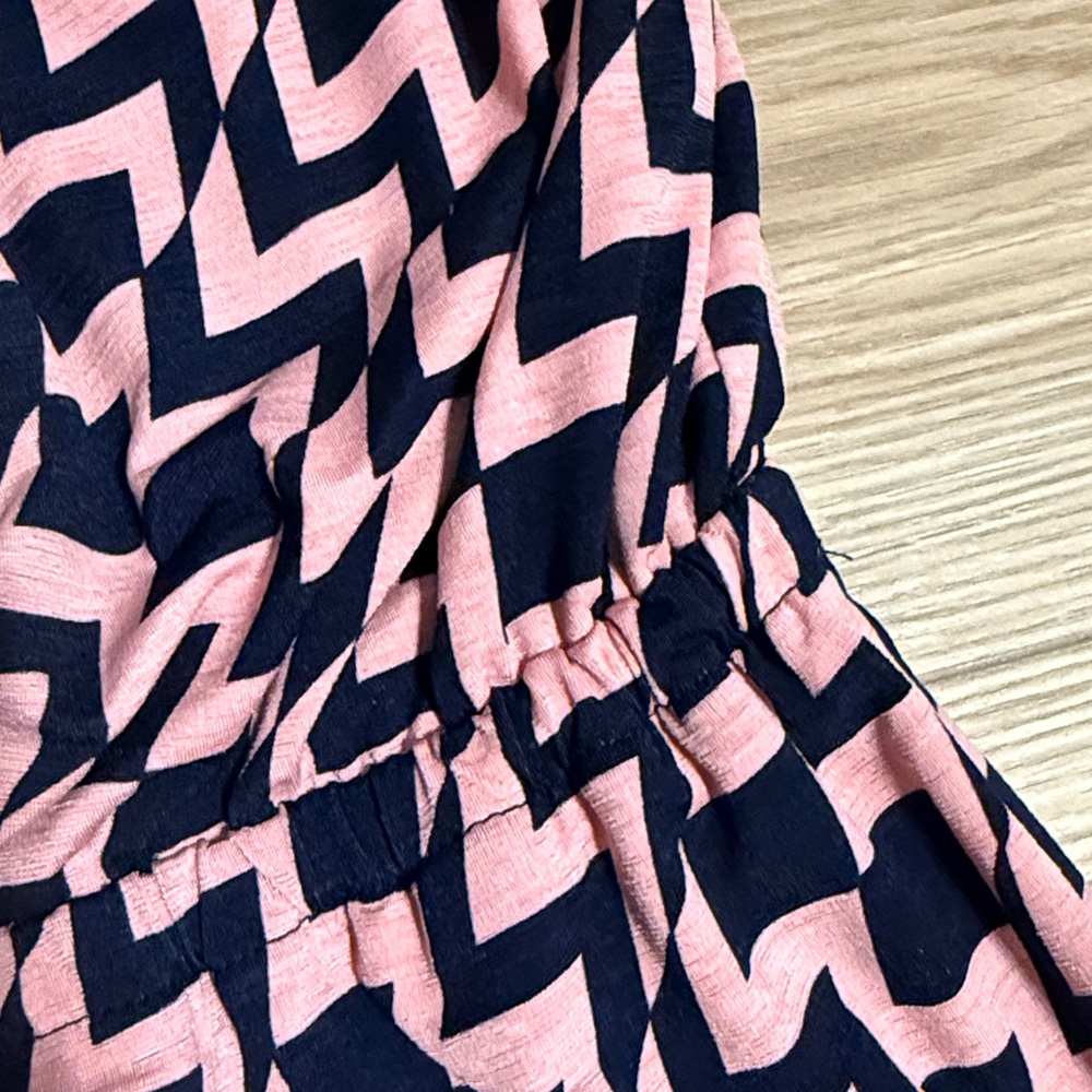 Pink & Navy Blue Strapless Dress - Picture 3 of 4